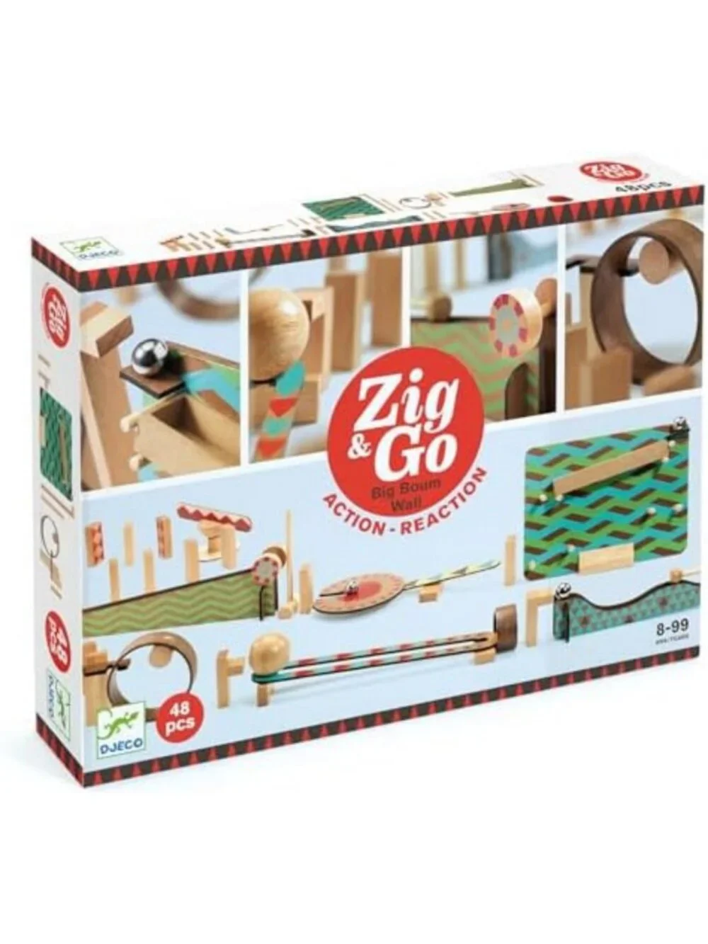 Chain Reaction Game for Kids - 48 Piece Zig & Go Building Set, STEM Toy